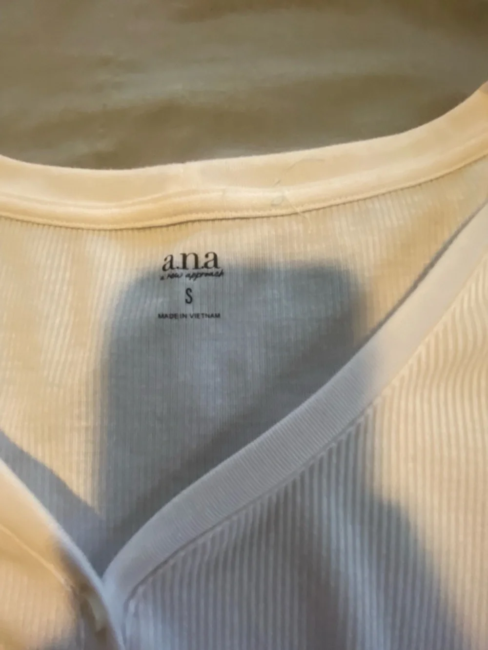 a.n.a Cream Ribbed Henley Top - Picture 2 of 2